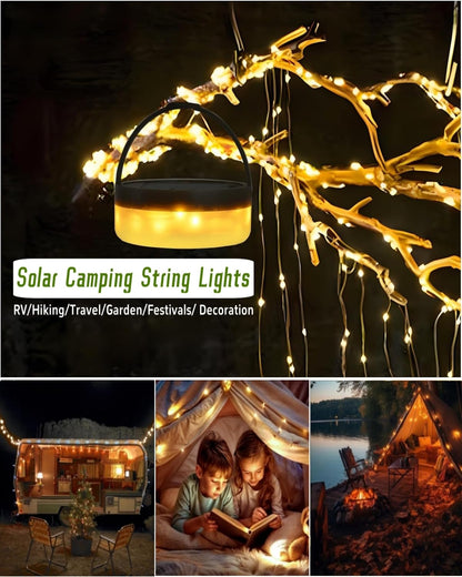 Solar Rechargeable Camping String Lights with 8 Modes