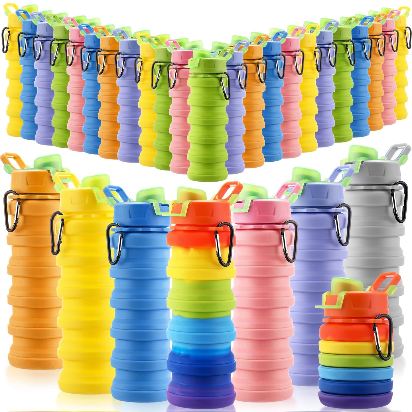 Sunnyray Collapsible Water Bottles Bulk 17oz with Clip