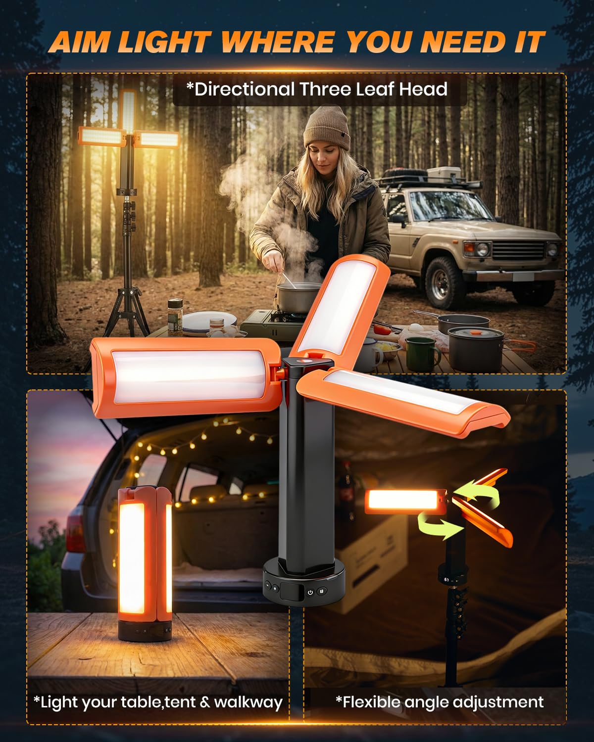 2000 Lumen Rechargeable Camping Lantern with Stand