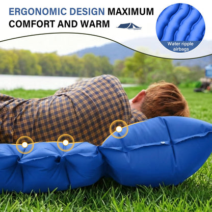 Ultralight Inflatable Sleeping Pad with Pillow & Foot Pump