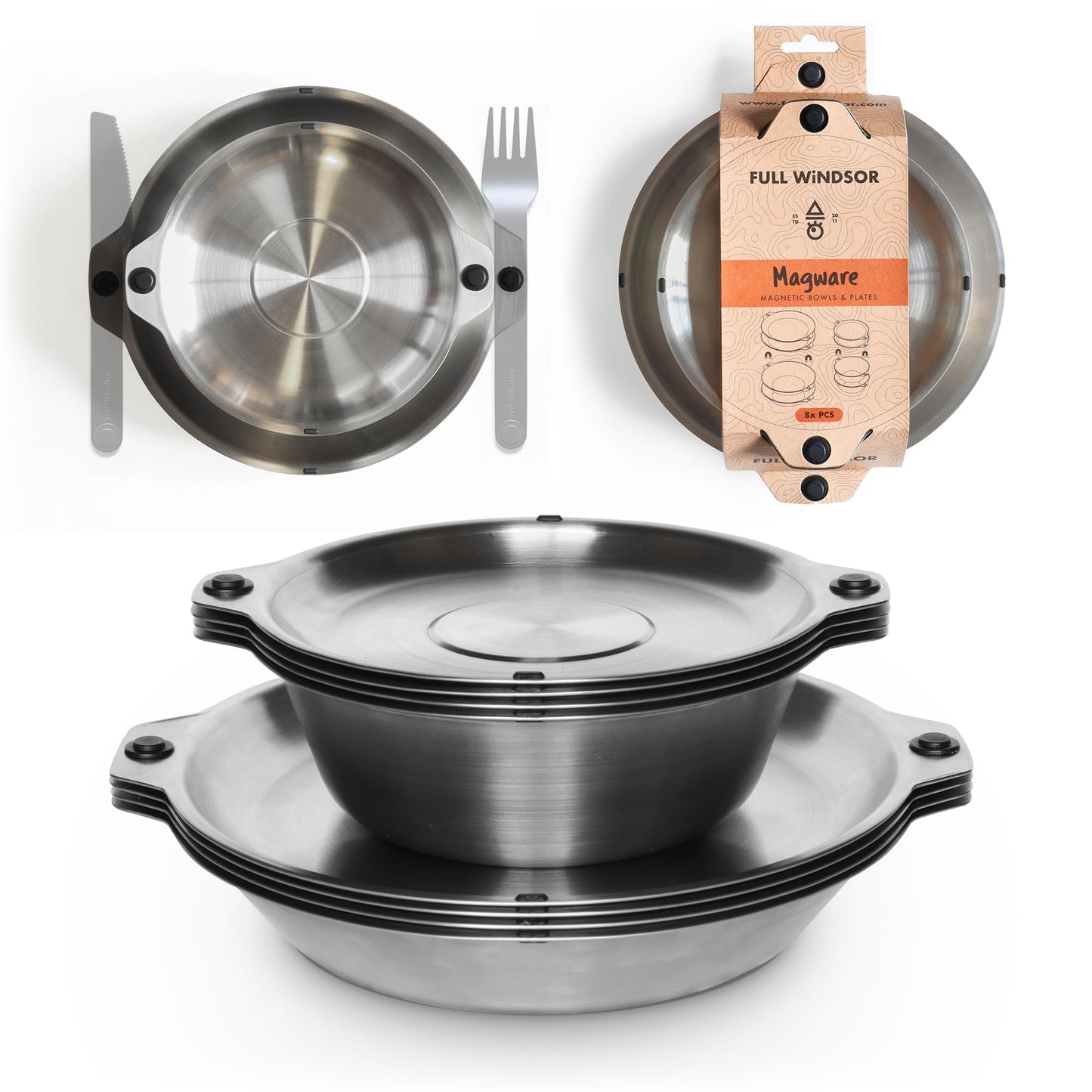 Magnetic Stainless Steel Camping Dinnerware Set