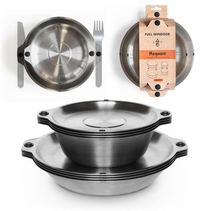 Magnetic Stainless Steel Camping Dinnerware Set