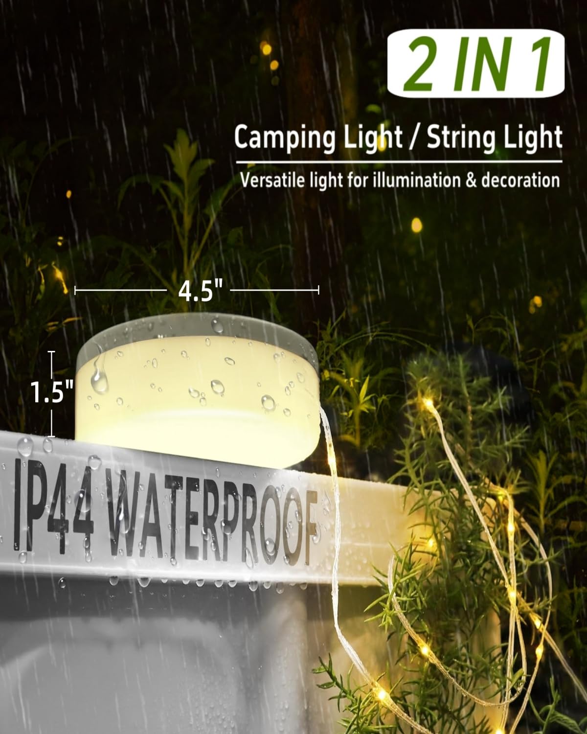 Solar Rechargeable Camping String Lights with 8 Modes