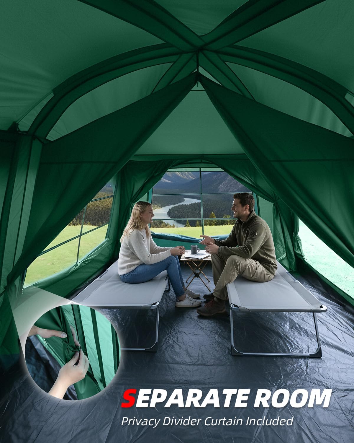 10-Person Two-Room Family Camping Tent with Rainfly