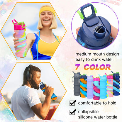 Sunnyray Collapsible Water Bottles Bulk 17oz with Clip