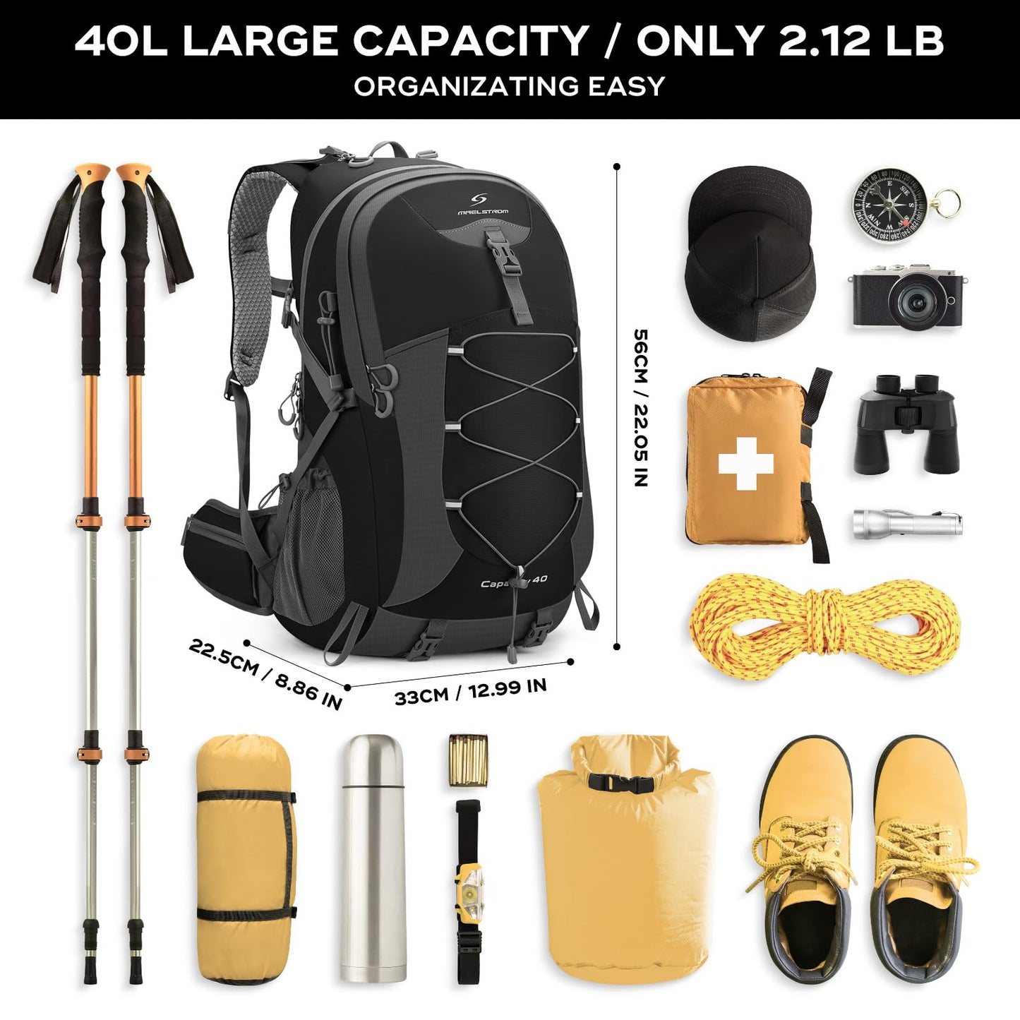 Waterproof Hiking Backpack with Rain Cover