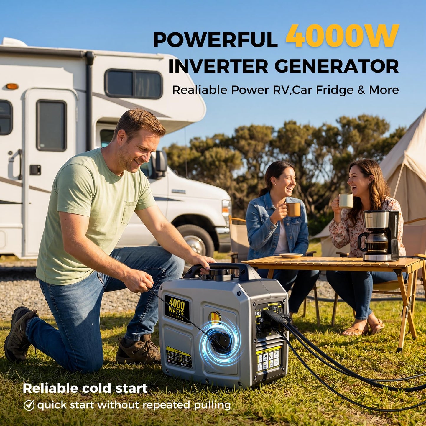4000W Portable Inverter Generator for Camping & Backup