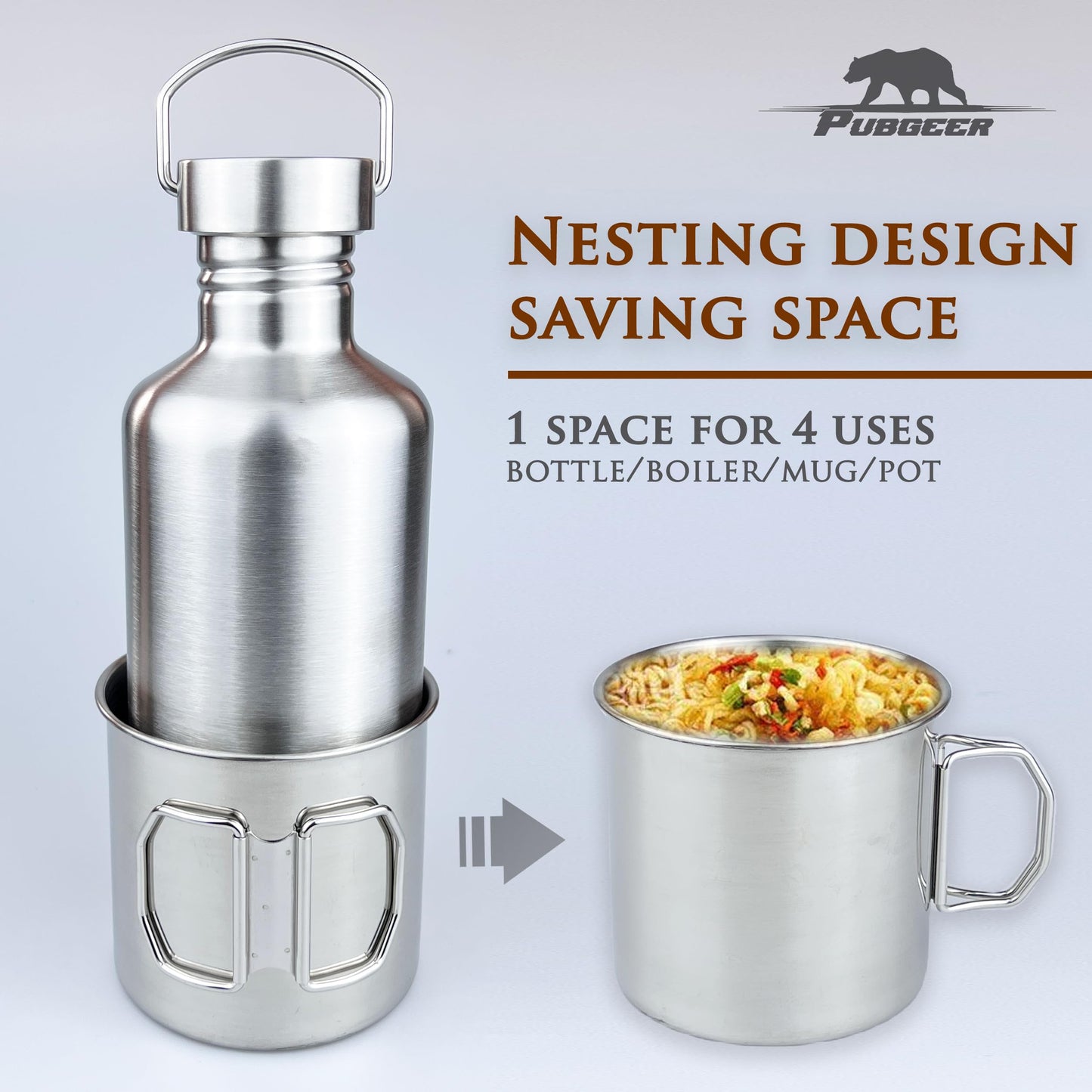 Stainless Steel Canteen with Nesting Camping Cup
