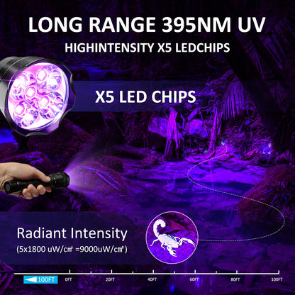 385–395nm Portable UV Black Light Flashlight