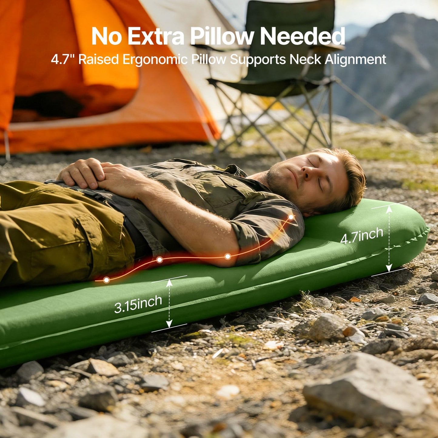 3-Inch Self-Inflating Memory Foam Camping Mattress
