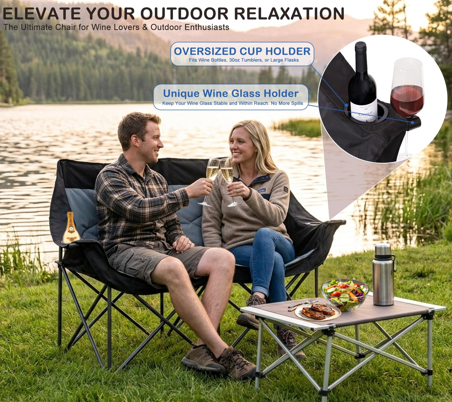 Bolosy Double Camping Chair Camping Loveseat