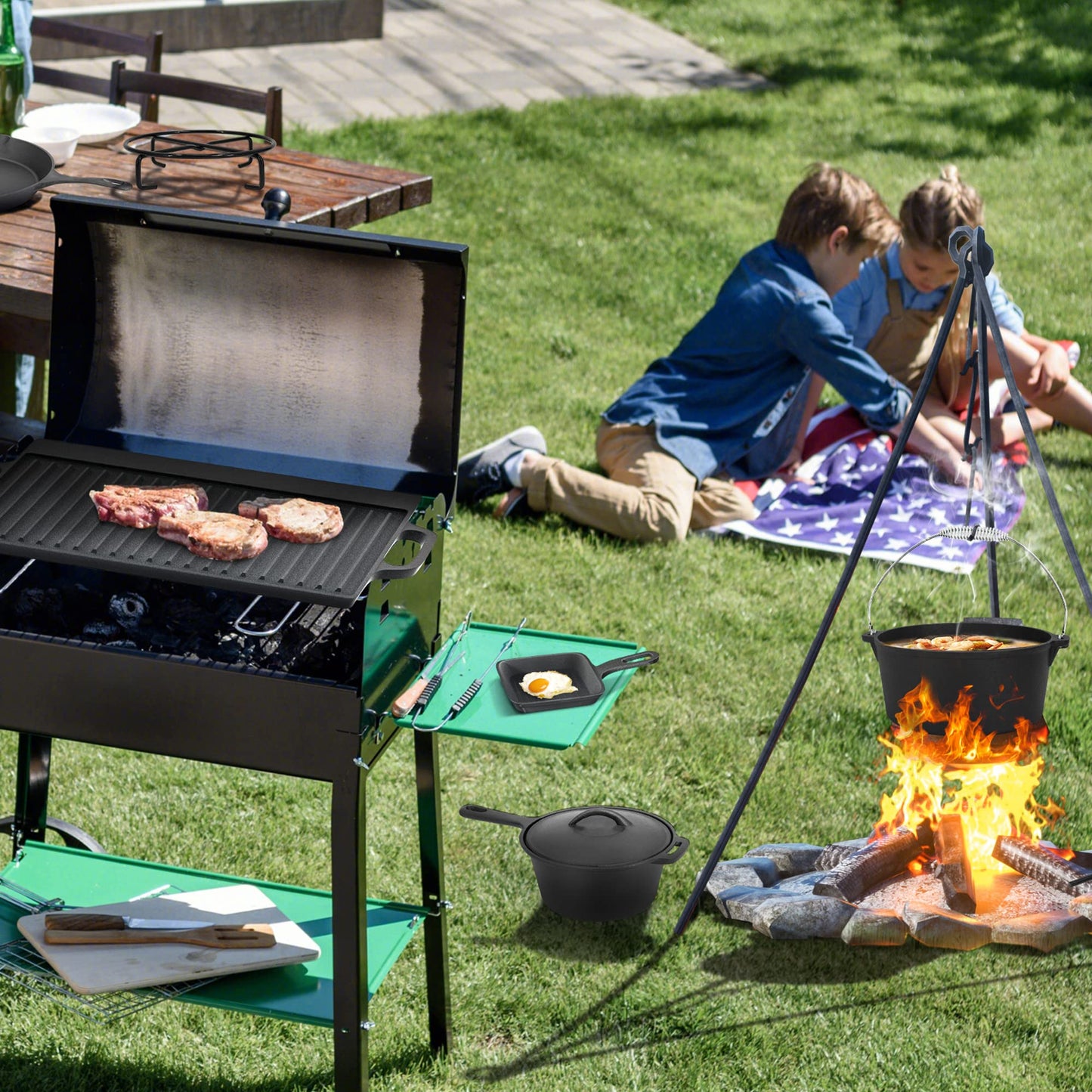 8-Piece Cast Iron Camping Cookware Set