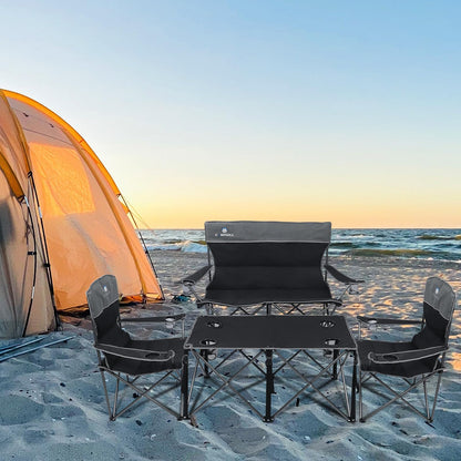 3-Piece Heavy-Duty Folding Camping Chair Set
