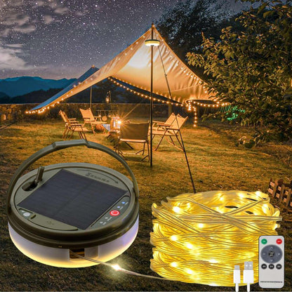 Solar Rechargeable Camping String Lights with 8 Modes