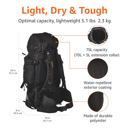 Internal Frame Hiking Backpack with Rain Cover