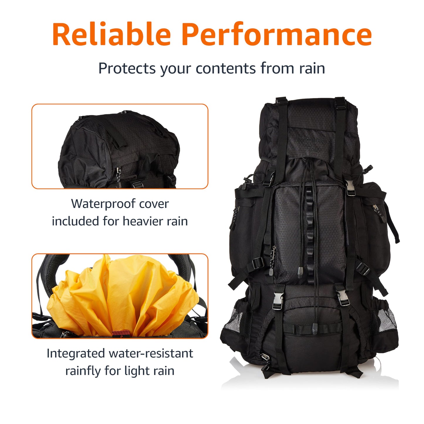 Internal Frame Hiking Backpack with Rain Cover