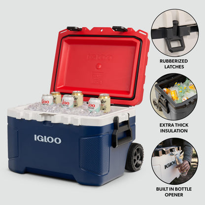 Insulated Hard Shell Rolling Cooler for Outdoor Use