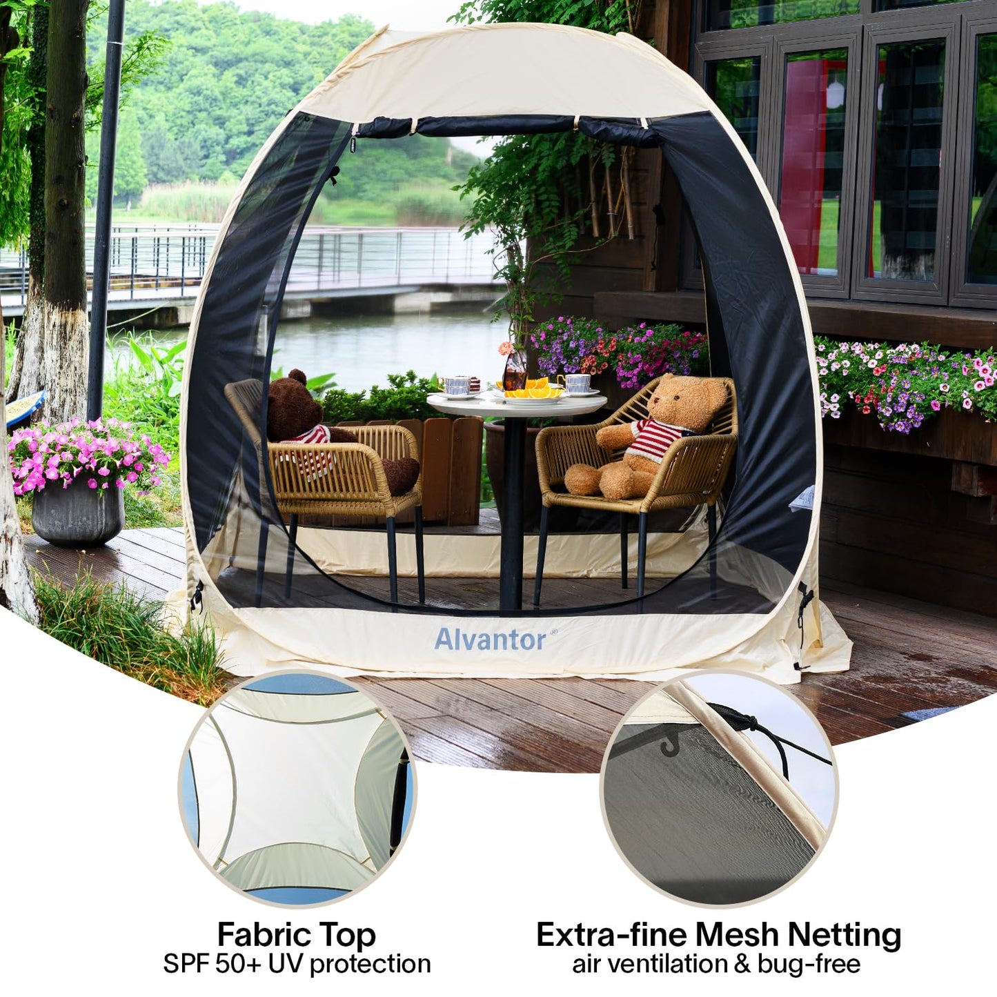 Pop-Up Screen House with UPF 50+ Sun Protection