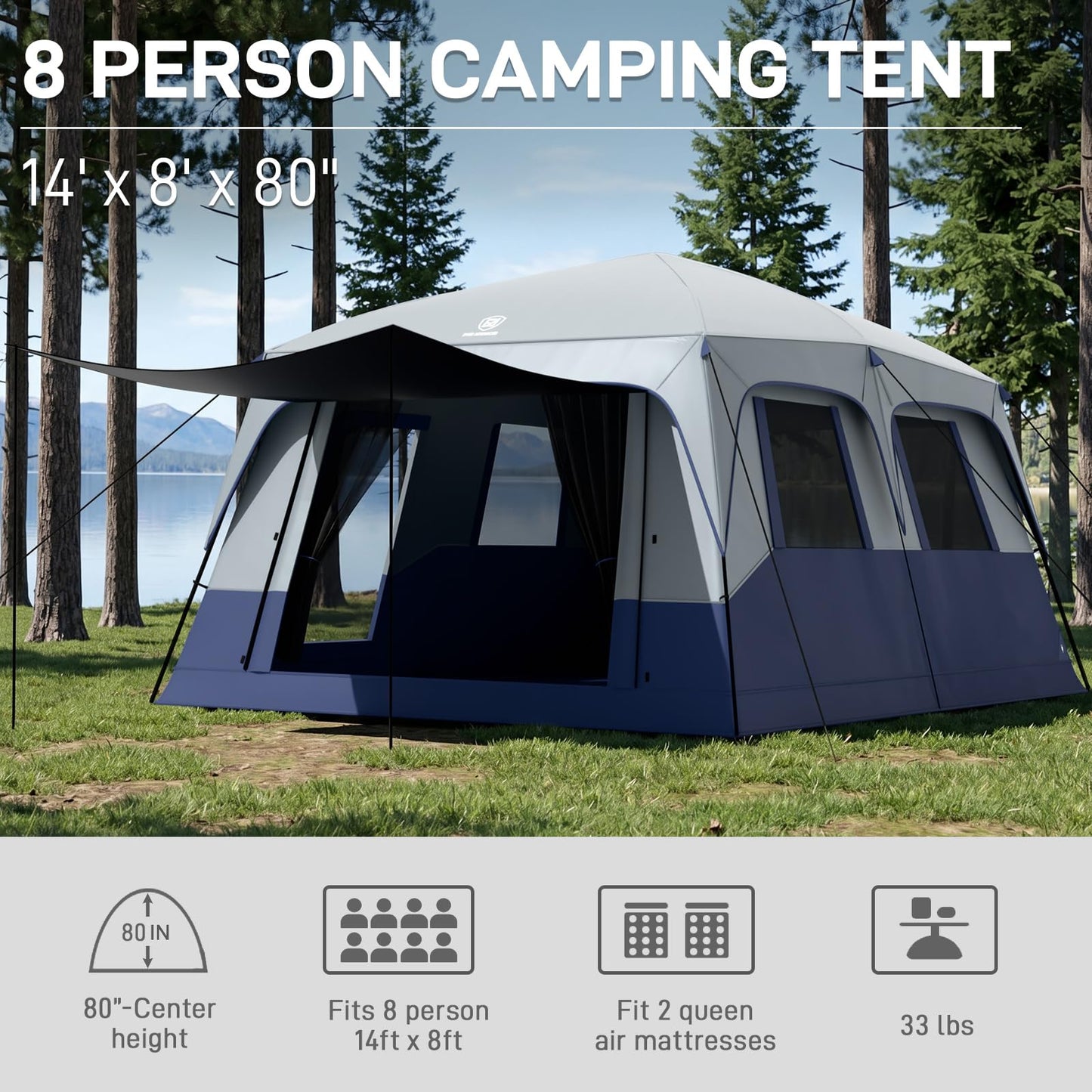 8–10 Person Blackout Family Camping Tent
