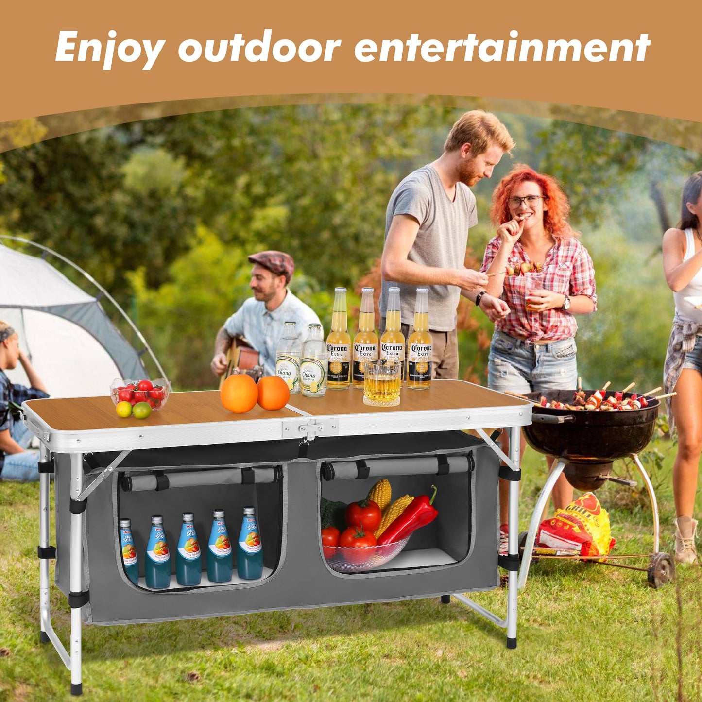 Adjustable Aluminum Folding Camping Table