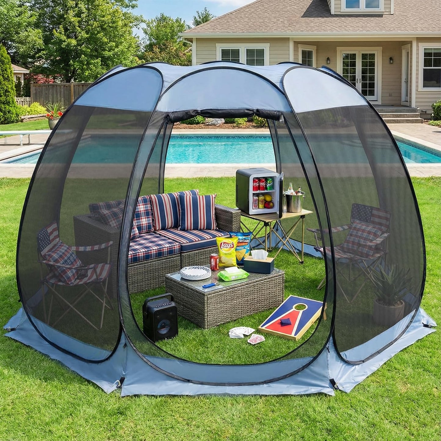 Pop-Up Screen House with UPF 50+ Sun Protection