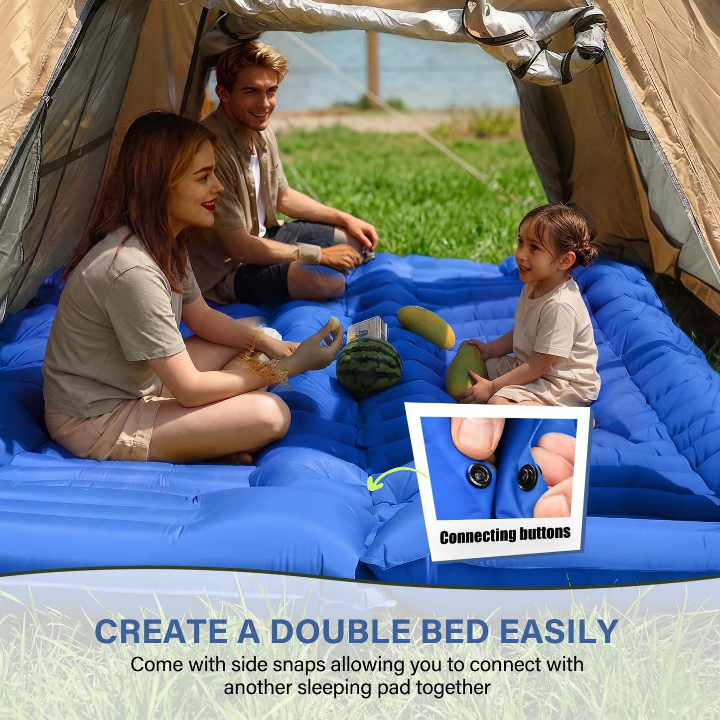 Ultralight Inflatable Sleeping Pad with Pillow & Foot Pump
