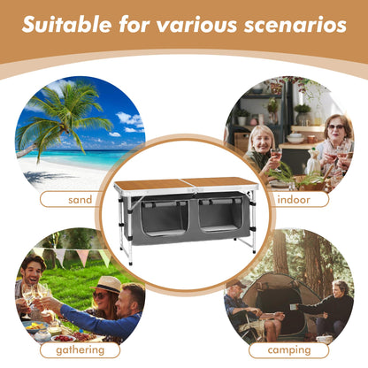 Adjustable Aluminum Folding Camping Table