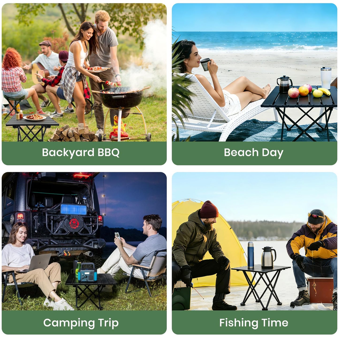 2-Pack Portable Folding Camping & Beach Tables