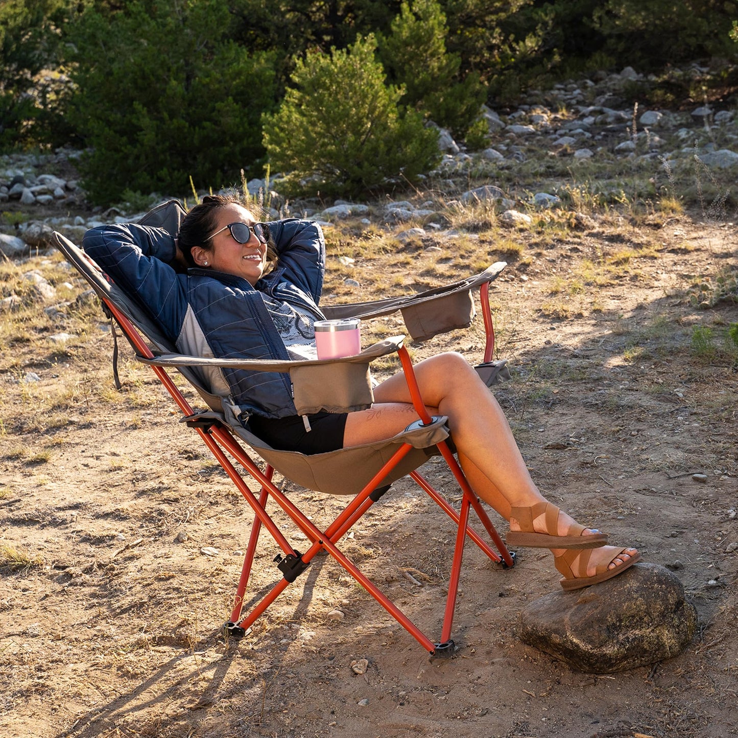 Deluxe Reclining Padded Folding Camping Chair